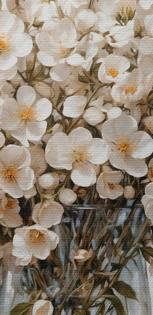 Vase of white flowers