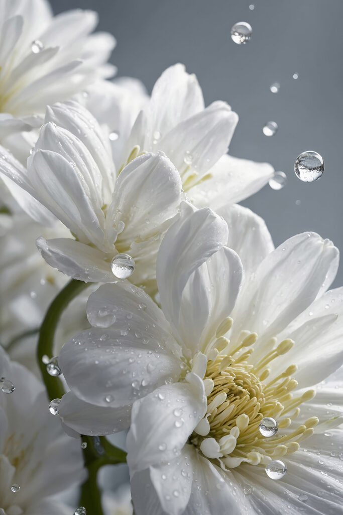 Delicate petals with morning dew Delicate petals with morning dew