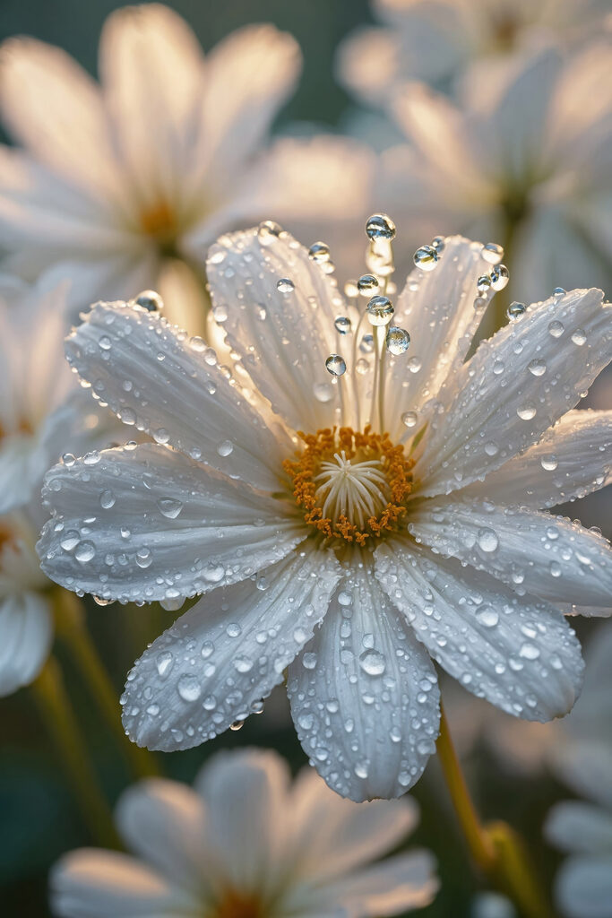 Delicate petals adorned with droplets Delicate petals adorned with droplets