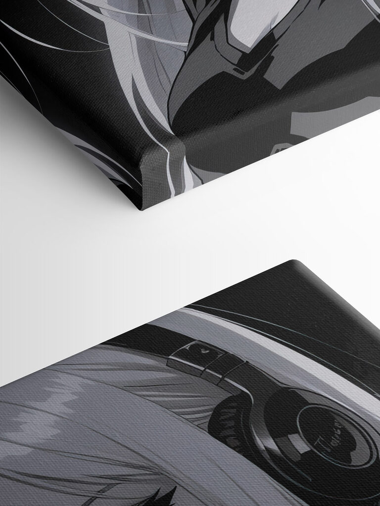 Woman with long blonde hair wearing headphones