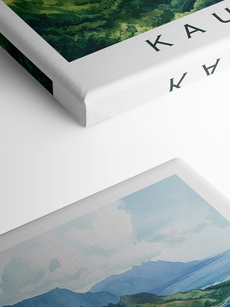 Watercolor painting of a beach and mountains Watercolor painting of a beach and mountains