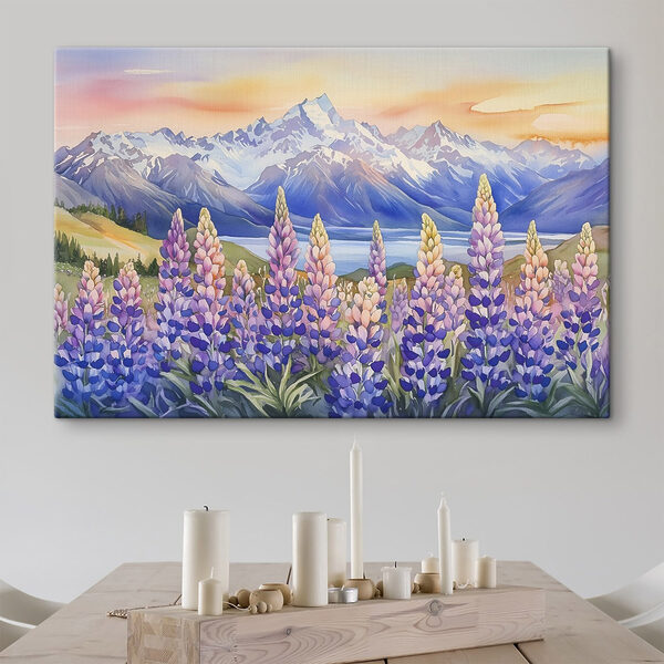 Painting of flowers and mountains Painting of flowers and mountains