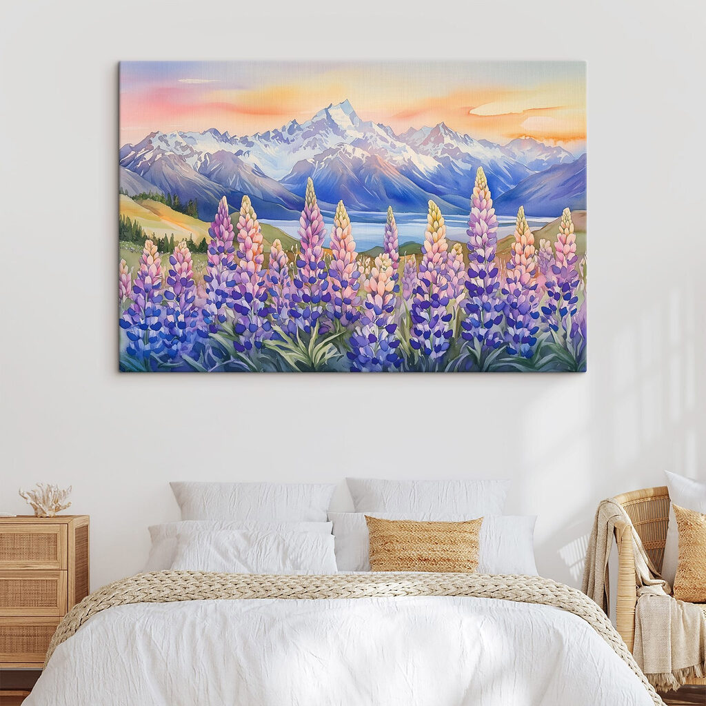 Painting of flowers and mountains Painting of flowers and mountains