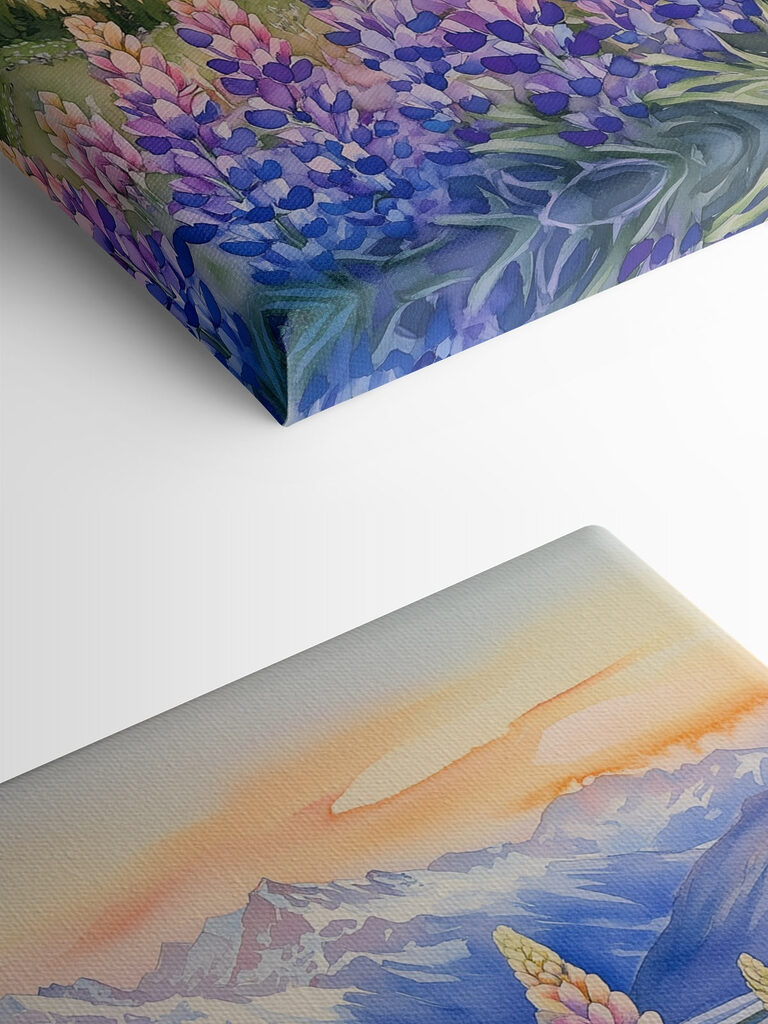 Painting of flowers and mountains Painting of flowers and mountains