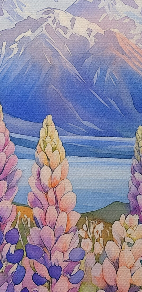 Painting of flowers and mountains Painting of flowers and mountains