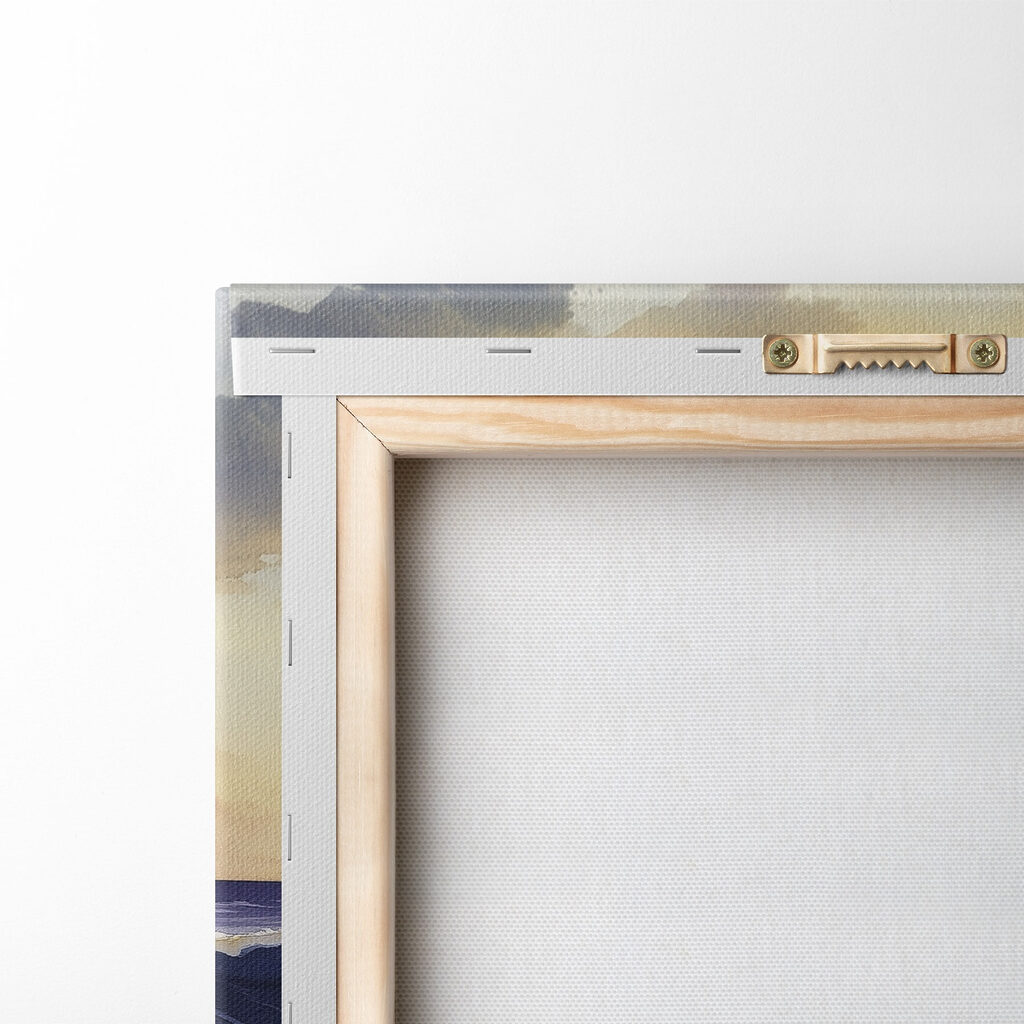 Watercolor of waves and mountains in the background Watercolor of waves and mountains in the background