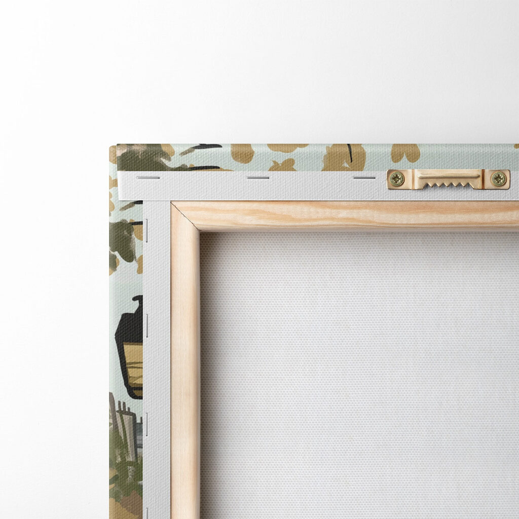 Street with buildings and a lamp post