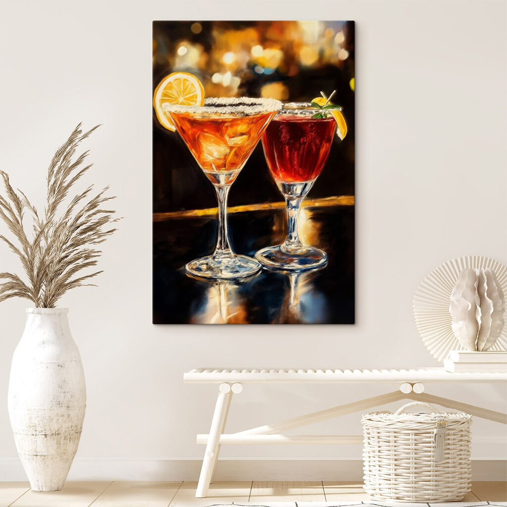 Two glasses of drinks on a table Two glasses of drinks on a table