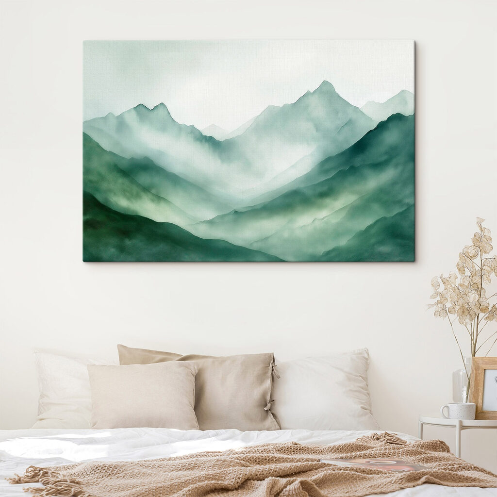 Painting of mountains and fog Painting of mountains and fog