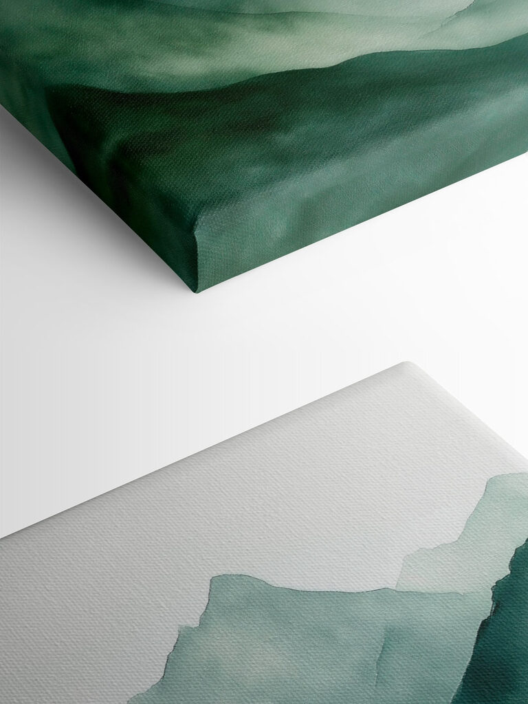 Painting of mountains and fog Painting of mountains and fog