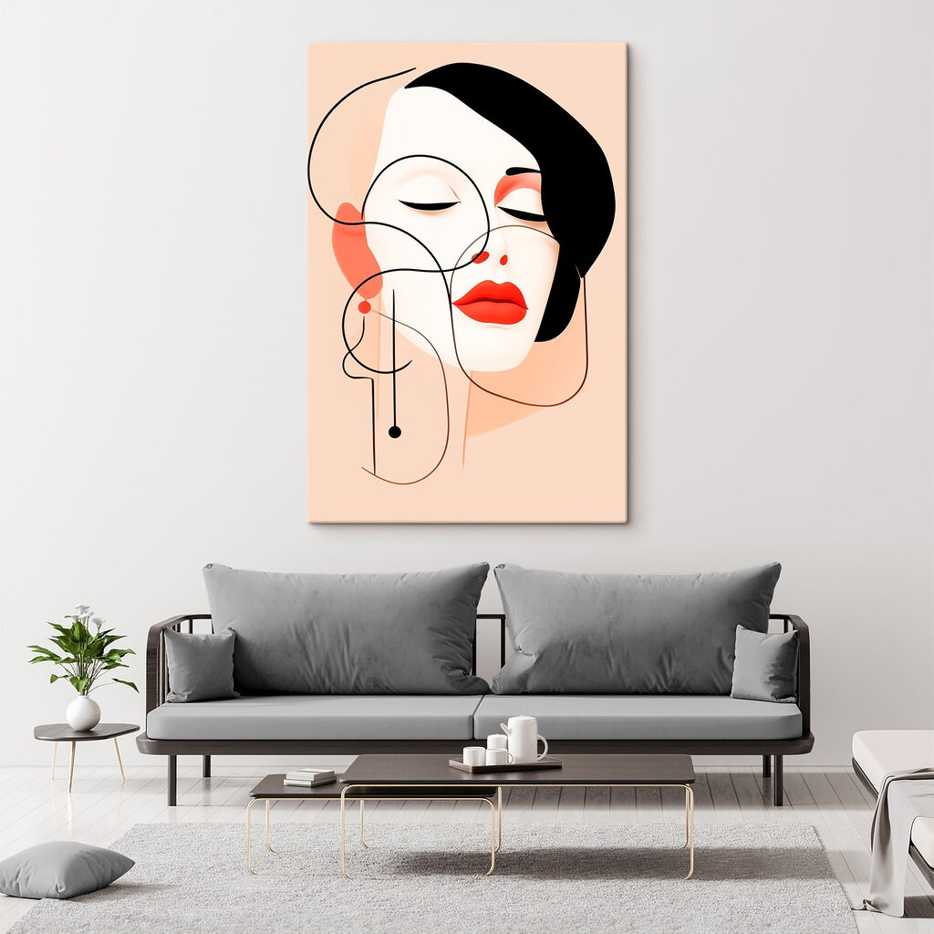 Woman with black hair and red lips