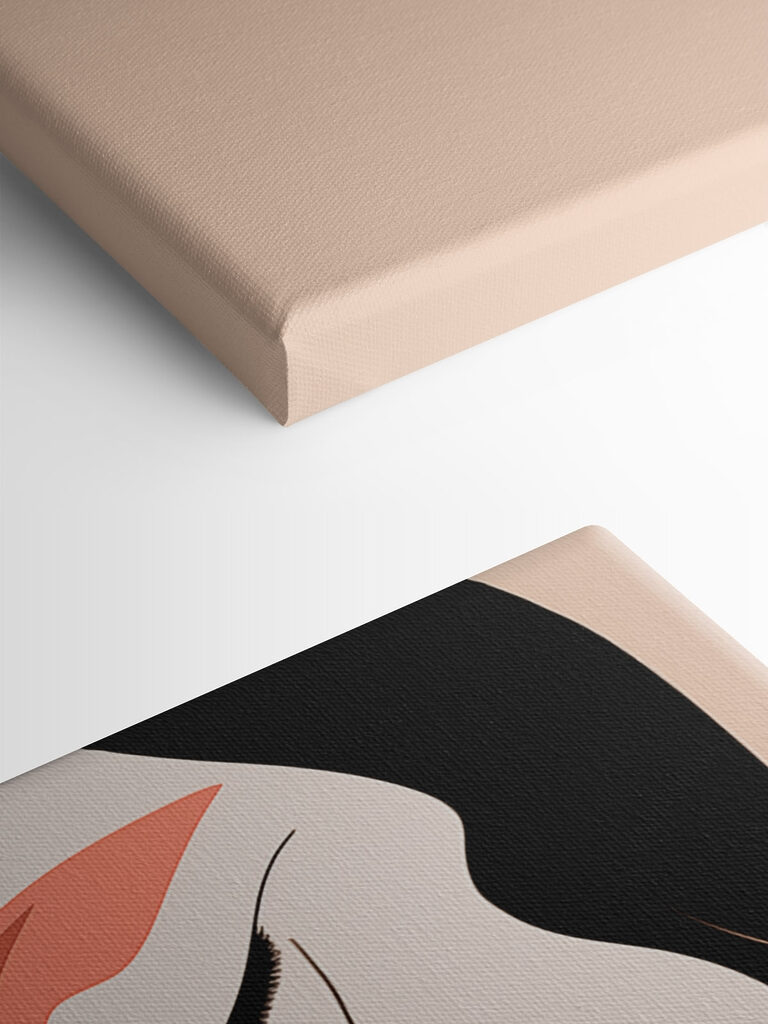 Woman with red lips and black spots on her face