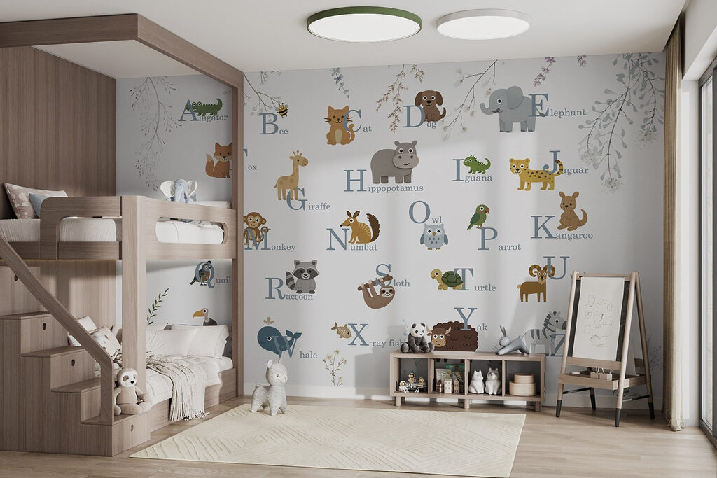 Group of animals with letters