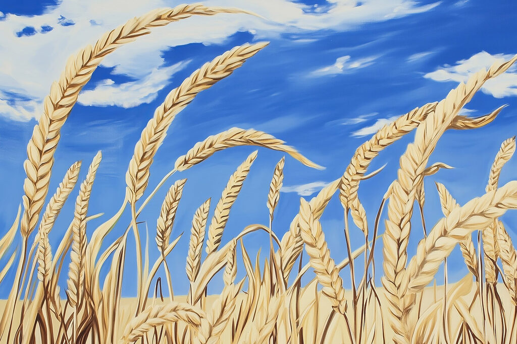 Painting of wheat in a field Painting of wheat in a field