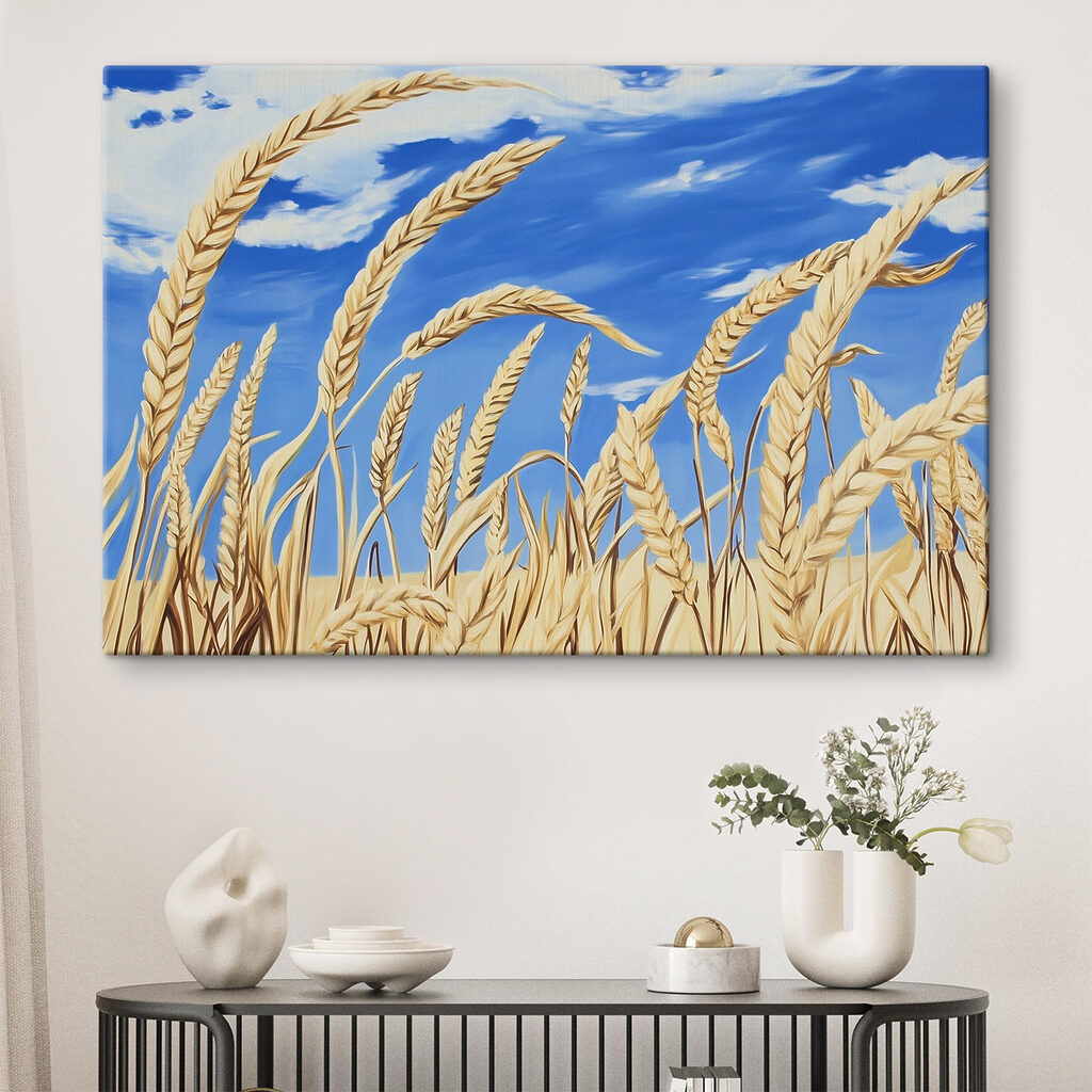 Painting of wheat in a field Painting of wheat in a field