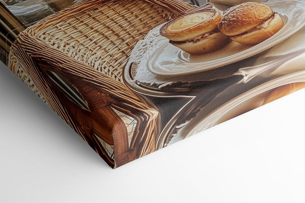 Table with food on it and a table with a tower in the background Table with food on it and a table with a tower in the background