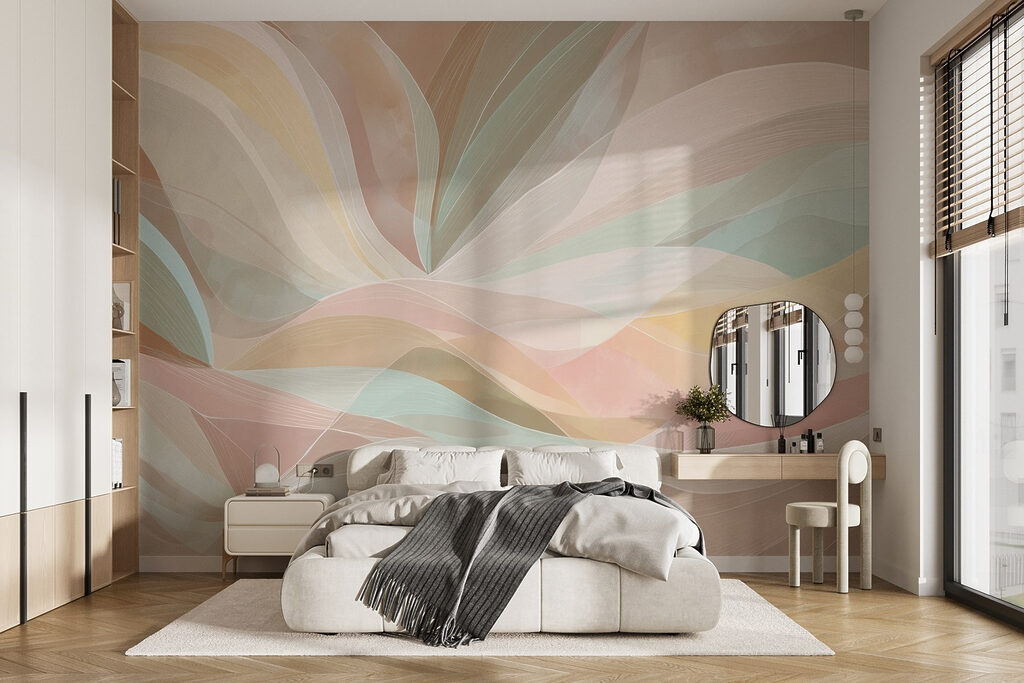Colorful swirly lines on a brown background