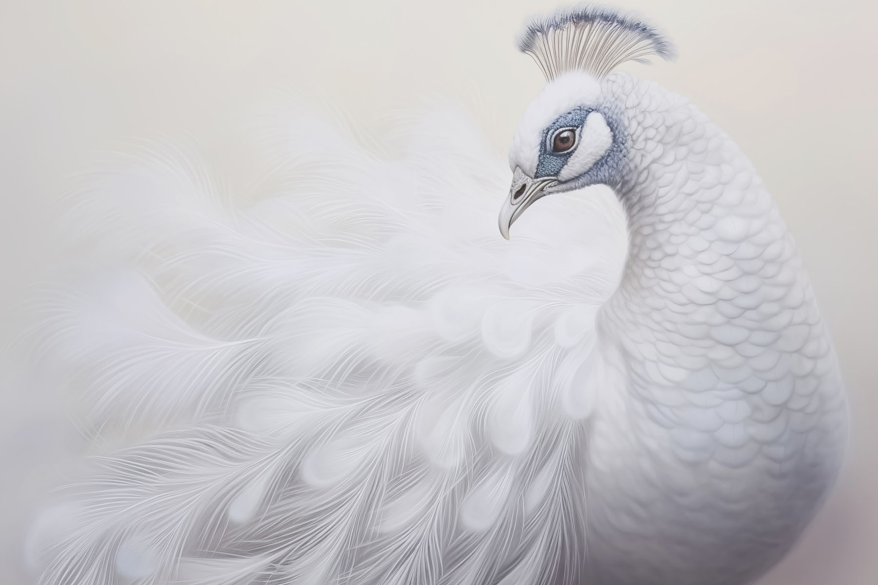 White peacock with blue eyes