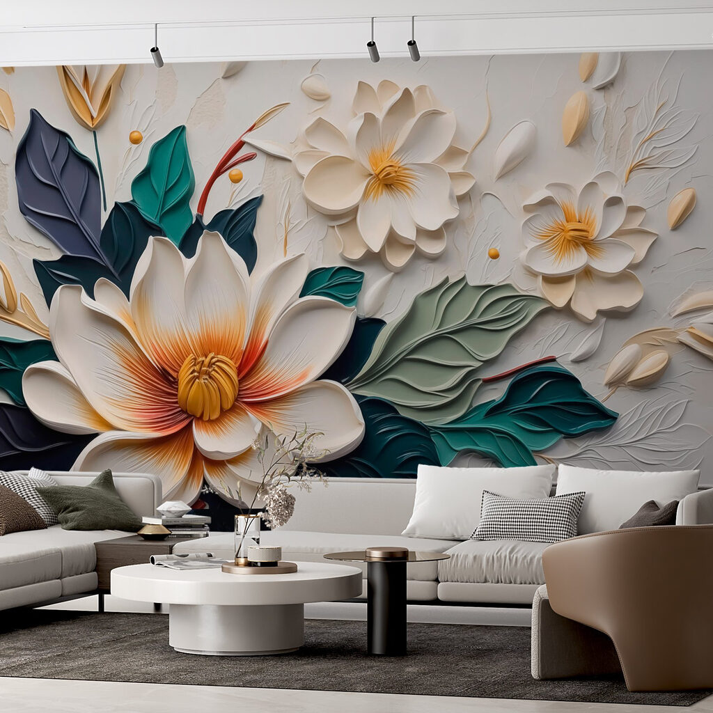 White and yellow flower with leaves White and yellow flower with leaves