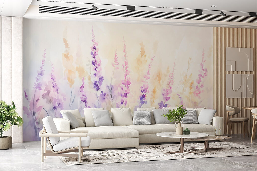 Painting of flowers in a field Painting of flowers in a field