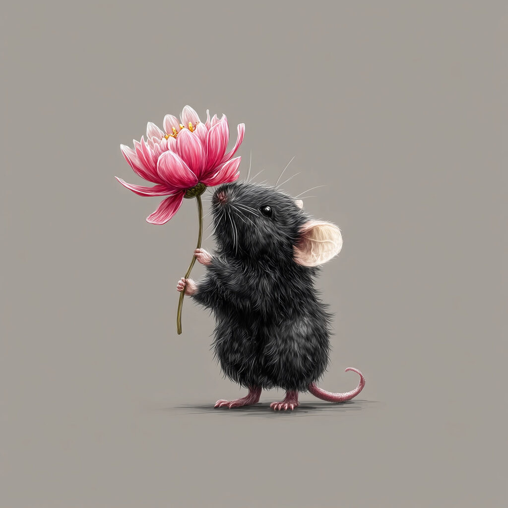 Mouse holding a flower Mouse holding a flower