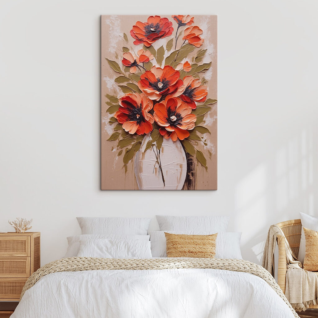 A painting of flowers in a vase