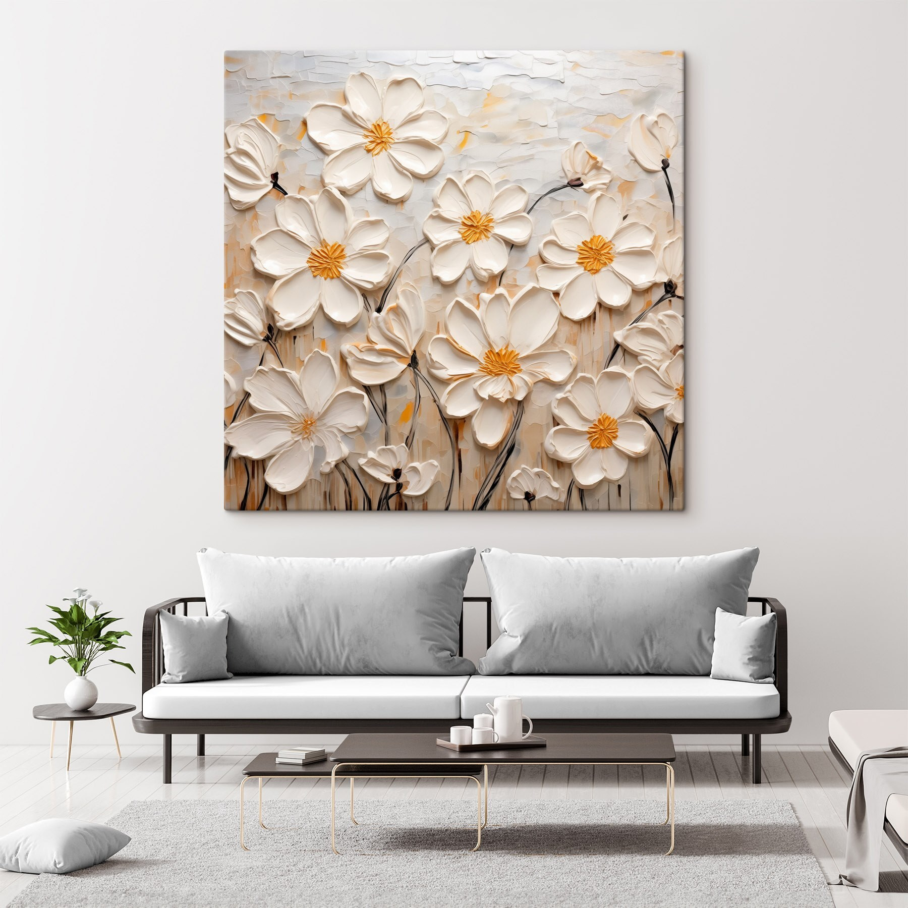 Painting of white flowers Painting of white flowers