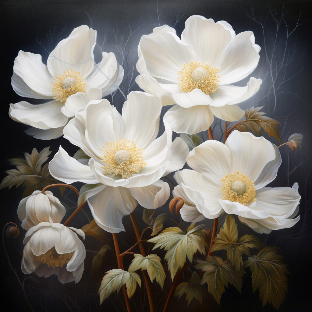 Painting of white flowers Painting of white flowers