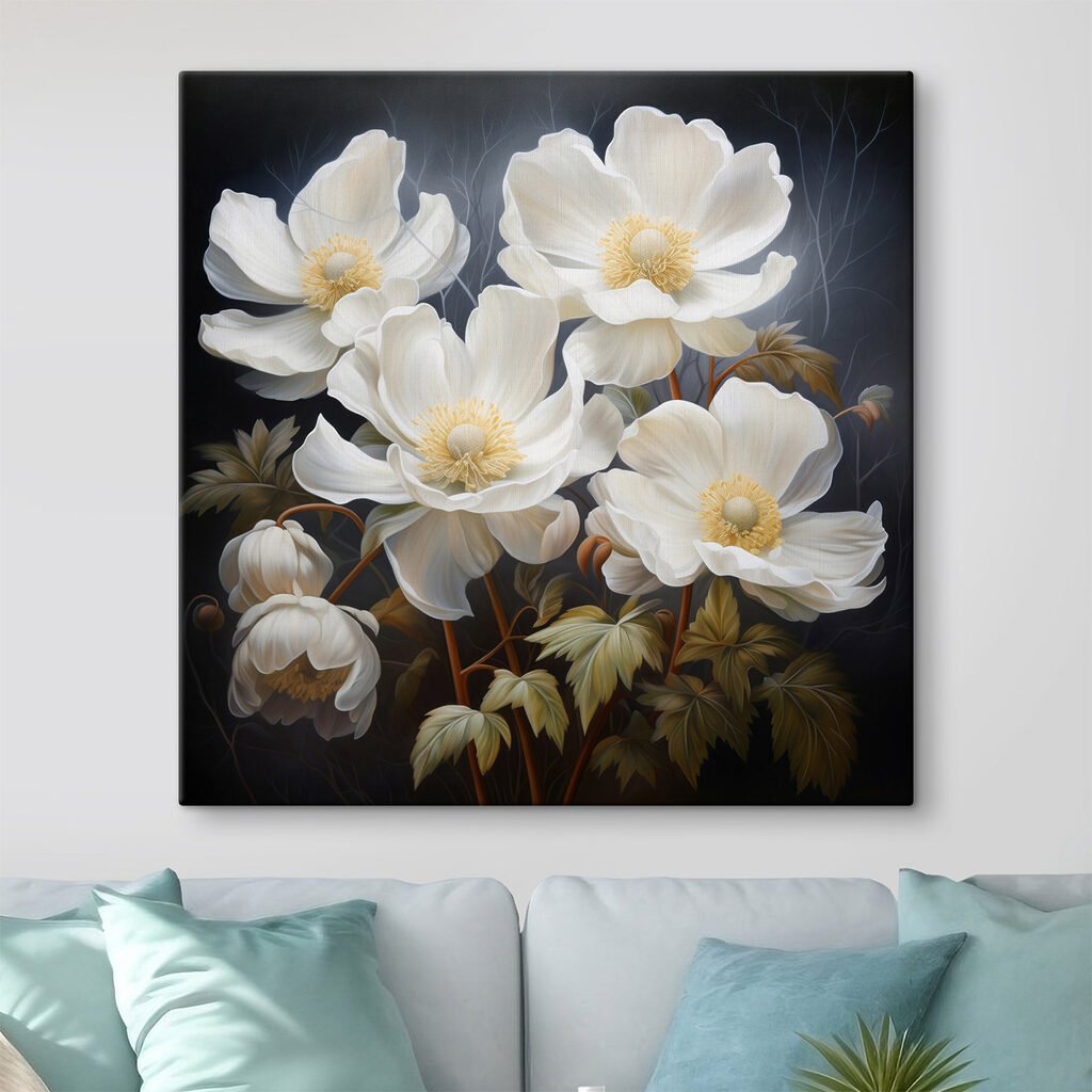 Painting of white flowers Painting of white flowers