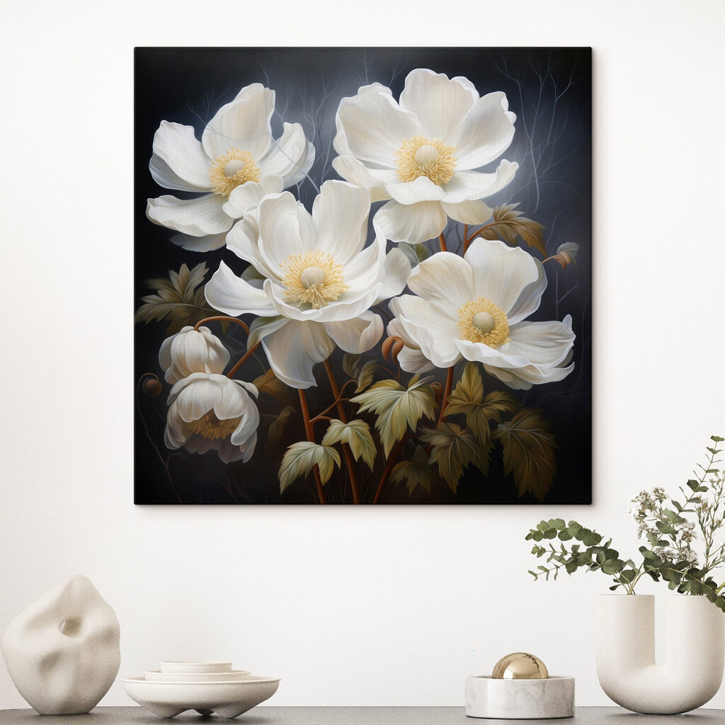 Painting of white flowers Painting of white flowers