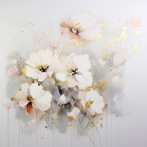 Painting of flowers on a white surface Painting of flowers on a white surface