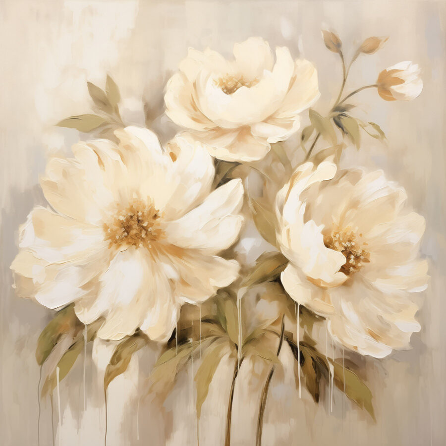 Painting of flowers on a wall Painting of flowers on a wall
