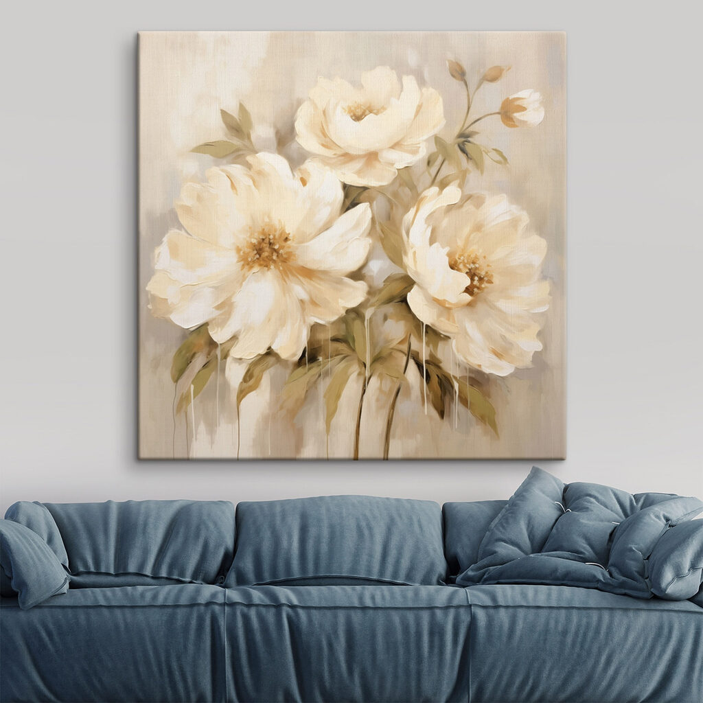 Painting of flowers on a wall Painting of flowers on a wall