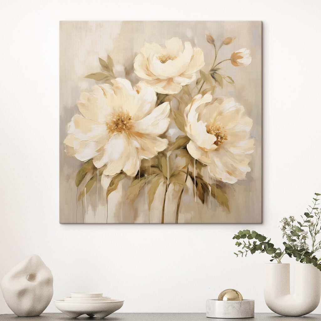 Painting of flowers on a wall Painting of flowers on a wall