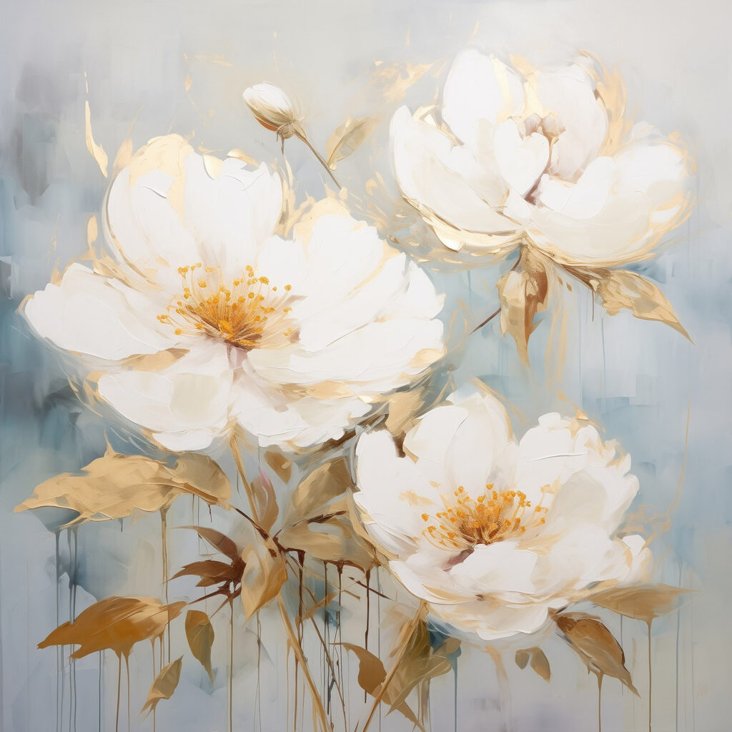 Painting of white flowers Painting of white flowers