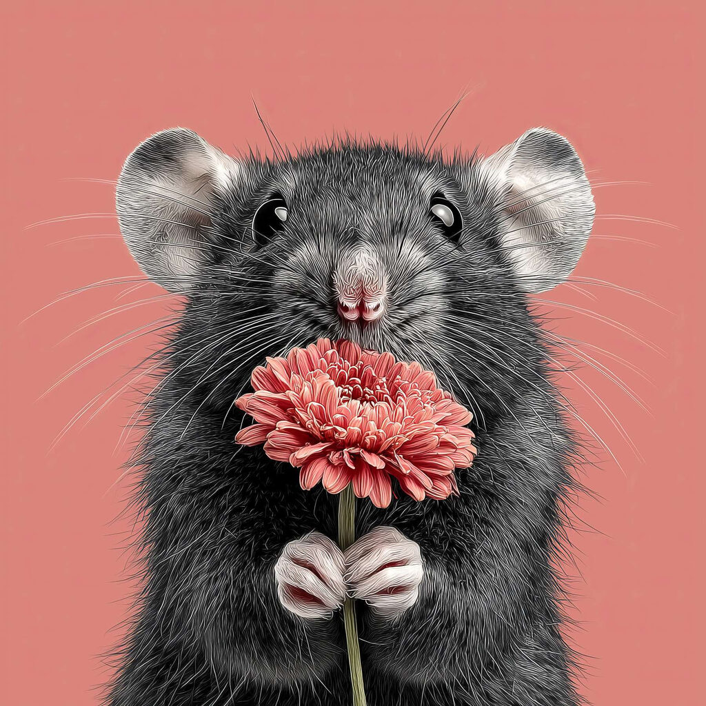 Mouse holding a flower Mouse holding a flower