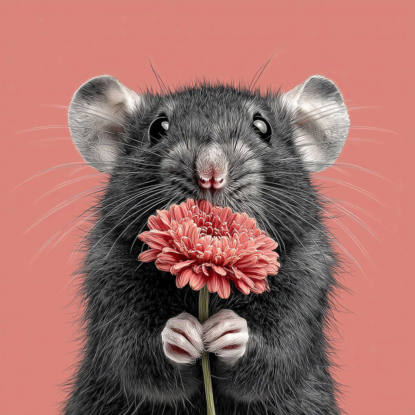 Mouse holding a flower Mouse holding a flower