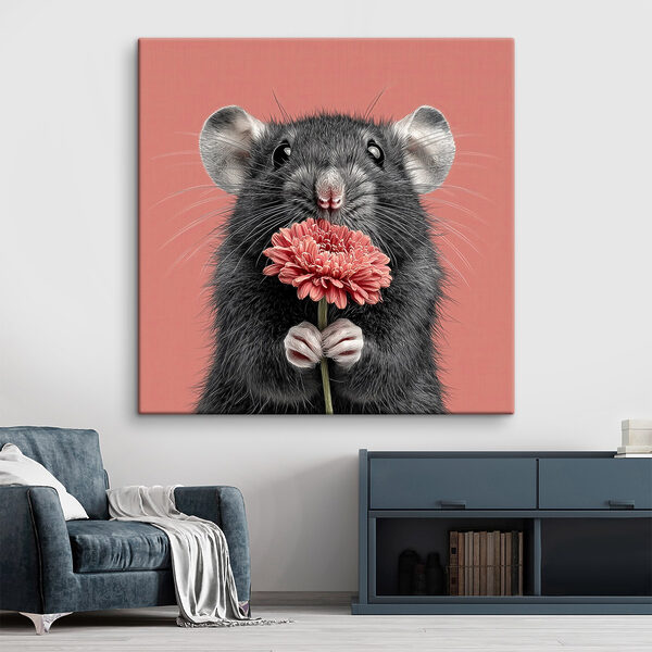 Mouse holding a flower Mouse holding a flower
