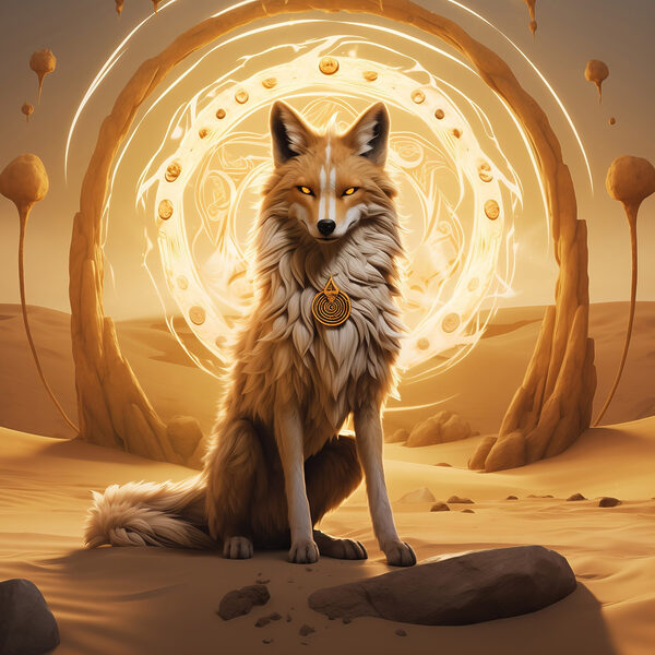 Fox sitting in a desert Fox sitting in a desert