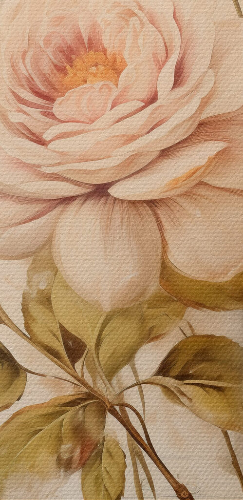 Painting of flowers on a sheet of music