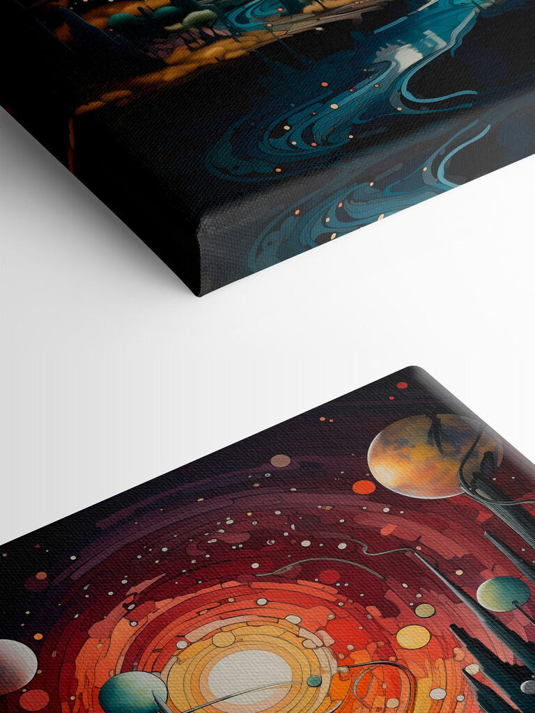 Landscape with trees and planets