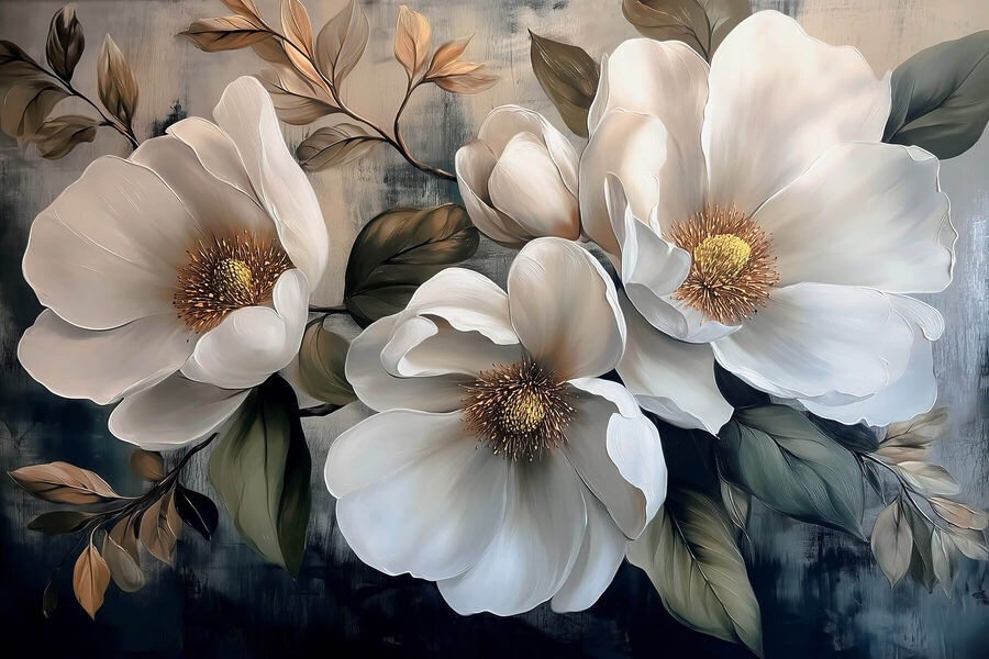 Painting of white flowers Painting of white flowers