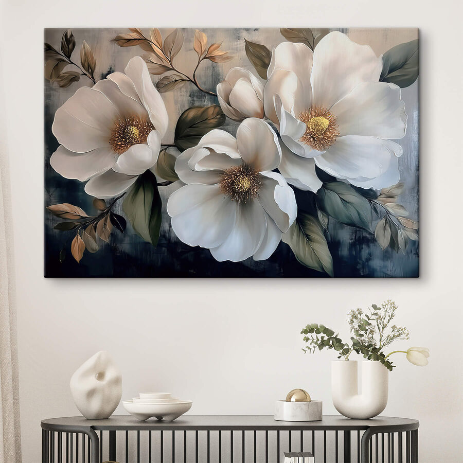Painting of white flowers Painting of white flowers