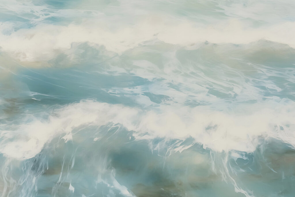 Gentle waves dance on tranquil waters Gentle waves dance on tranquil waters