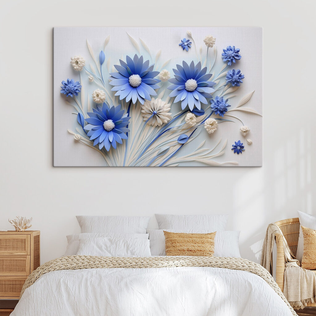 Blue and white paper flowers Blue and white paper flowers