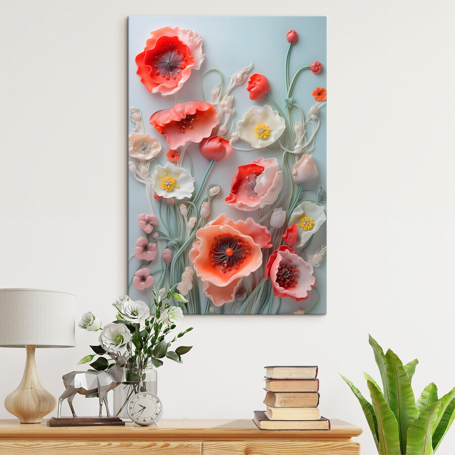 Group of flowers on a white surface Group of flowers on a white surface