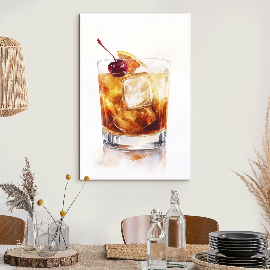 Glass with ice and a cherry on top