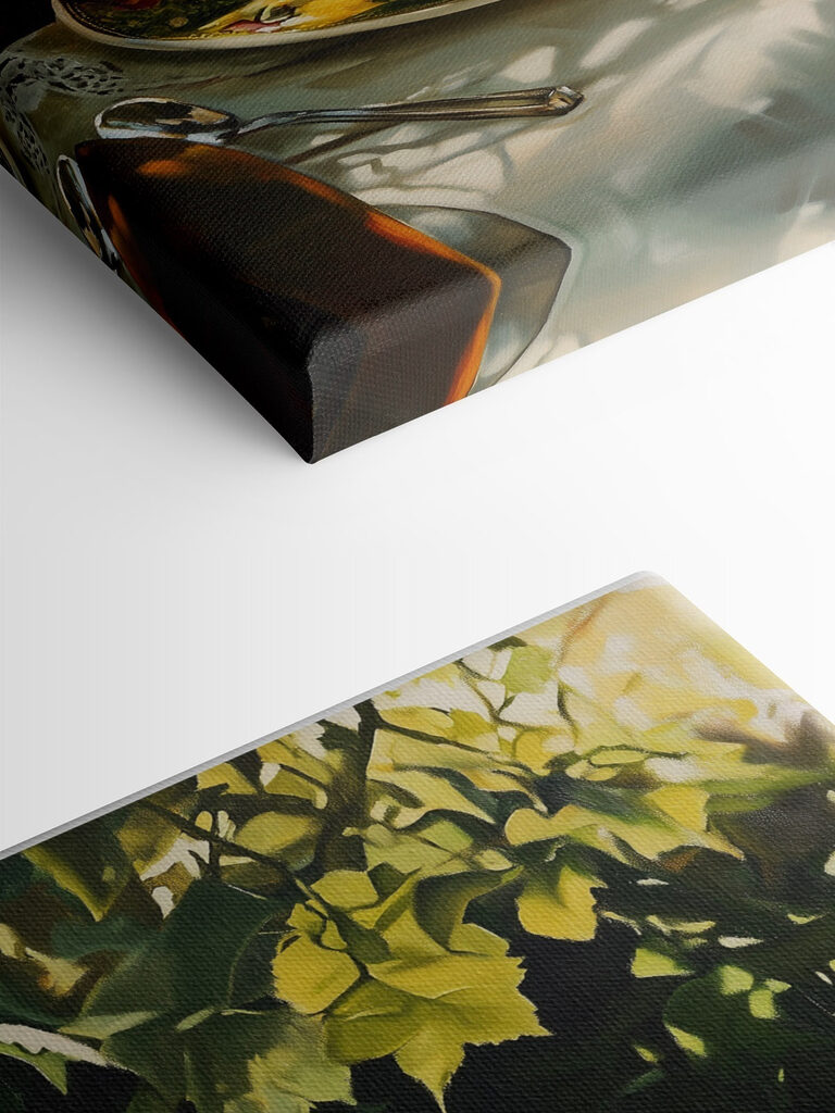 Plate of sandwiches and fruit on a table Plate of sandwiches and fruit on a table