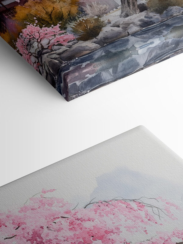Watercolor painting of a tree with pink flowers Watercolor painting of a tree with pink flowers