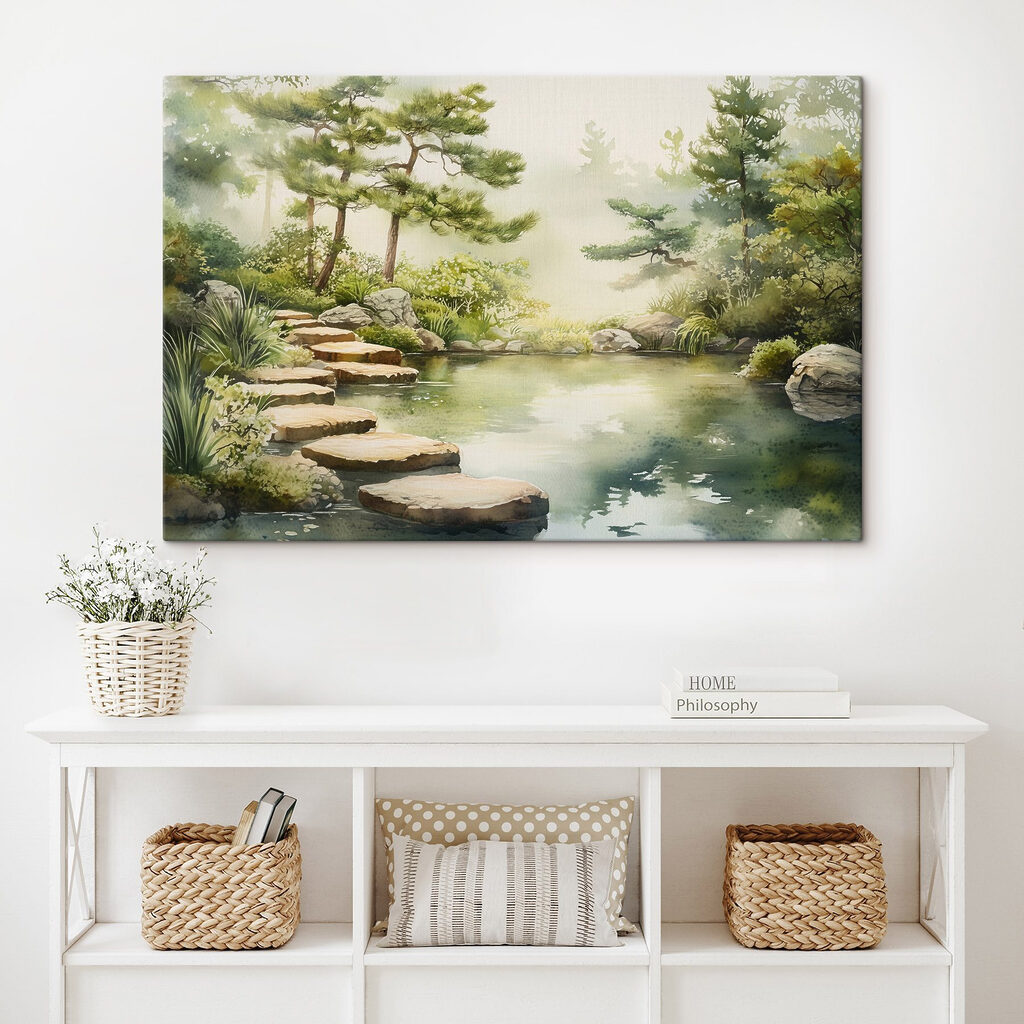 Water with a pond and a path leading to it Water with a pond and a path leading to it